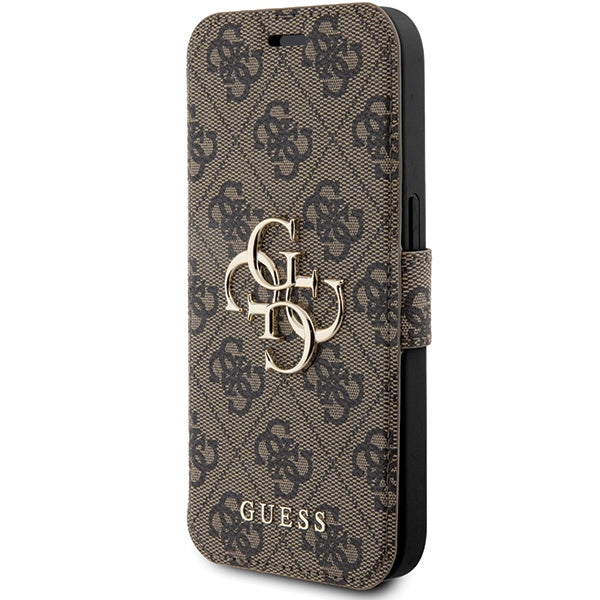 Guess iPhone 15 Pro Max 4G Big Metal Logo Θήκη Πορτοφόλι με Επένδυση Συνθετικού Δέρματος - Brown - GUBKP15X4GMGBR