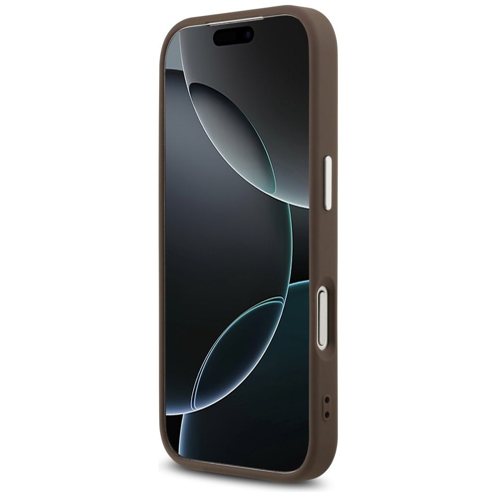 Guess iPhone 17 Pro - 4G Big 4G Classic Logo - Σκληρή Θήκη με Πλαίσιο Σιλικόνης και Επένδυση από Οικολογικό Δέρμα - Brown / Silver - GUHCP17LP4G4SMCW