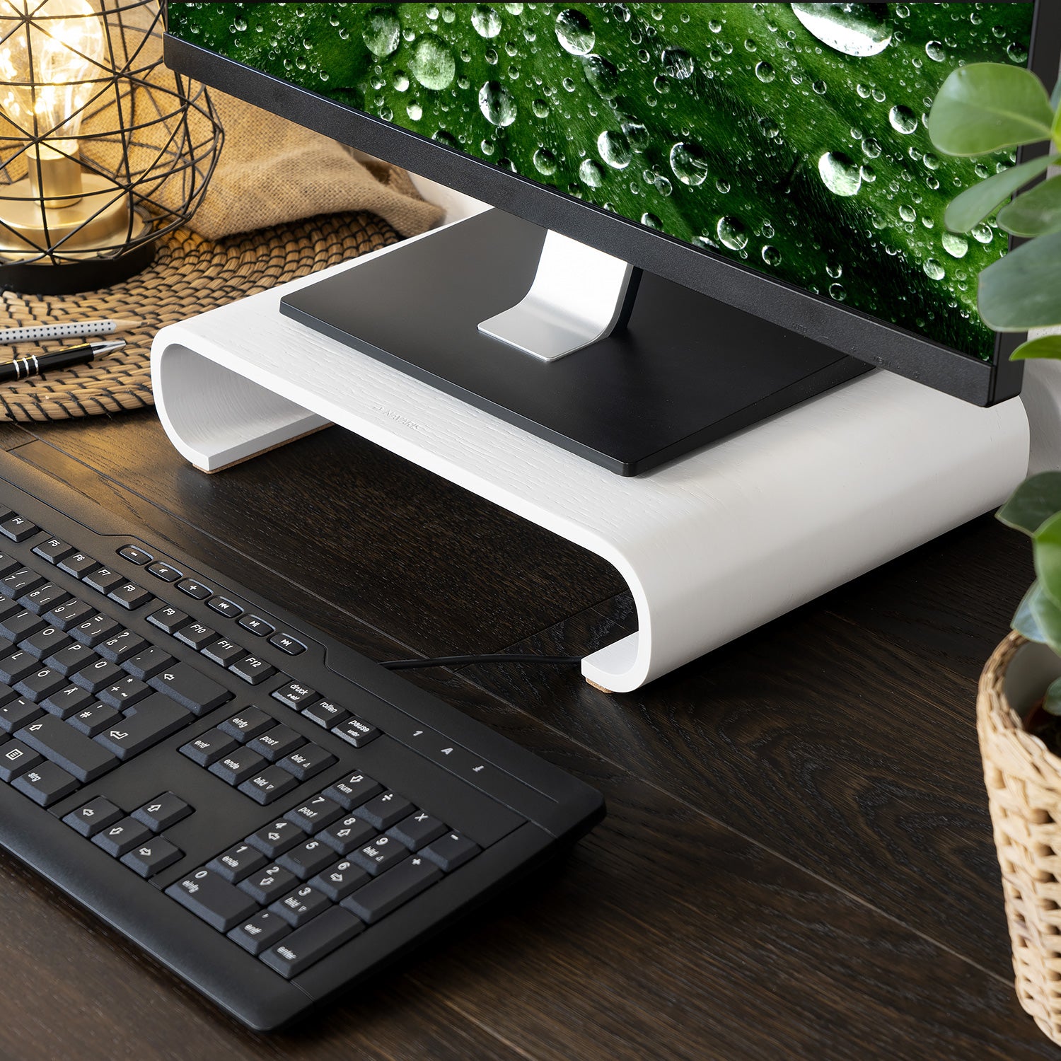 Navaris Computer Monitor Wood Stand - Βάση Στήριξης Οθόνης από Ξύλο - White - 45835.02