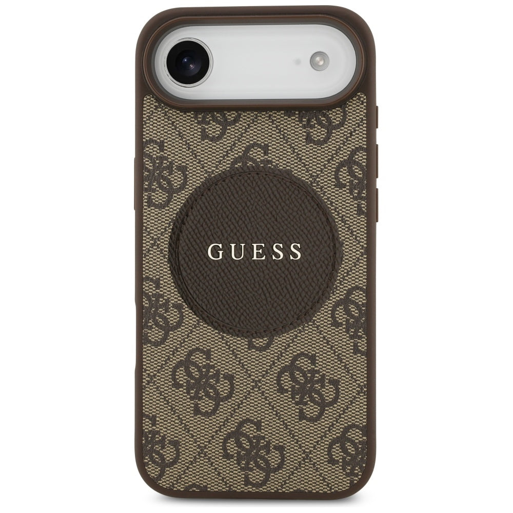 Guess iPhone Air - 4G Circle Classic Logo MagSafe - Θήκη με Επένδυση Συνθετικού Δέρματος - Brown - GUHMP17MP4PGRSGW