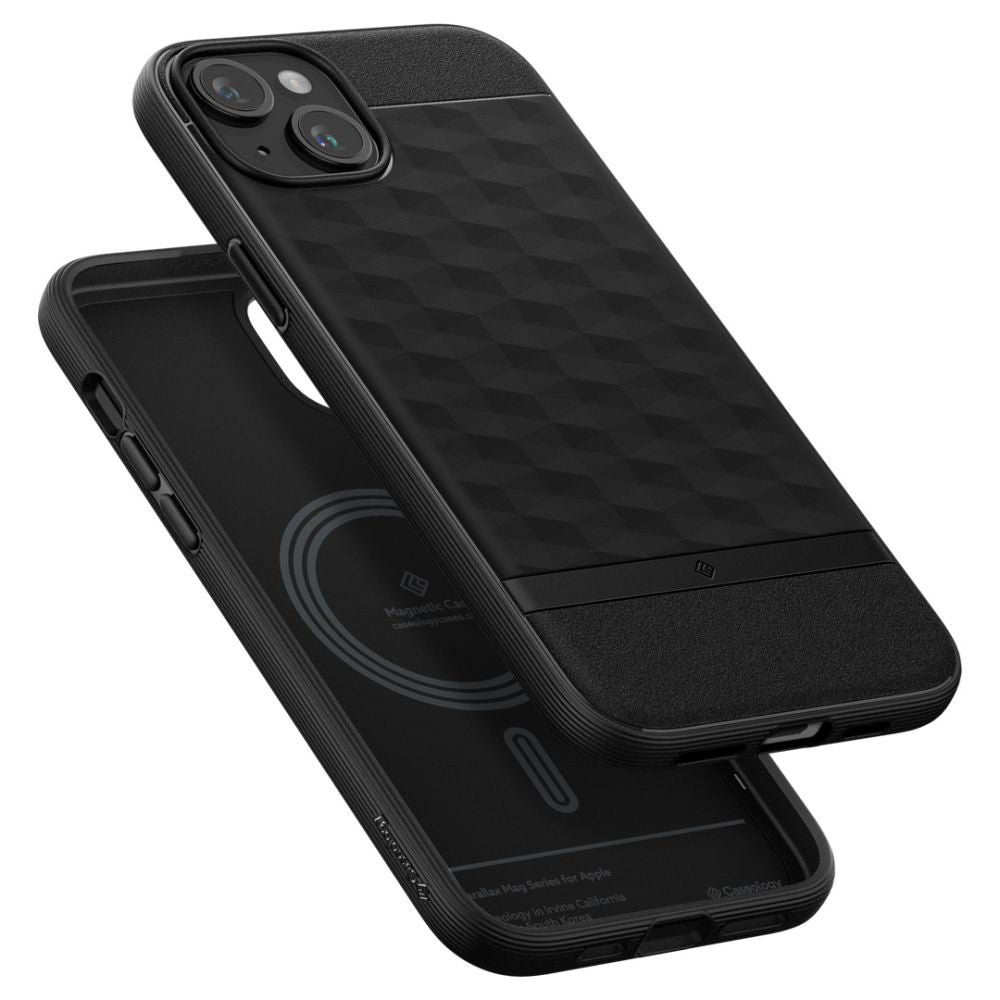 Caseology iPhone 15 Parallax Mag Θήκη Σιλικόνης με Σκληρό Πλαίσιο και MagSafe - Matte Black