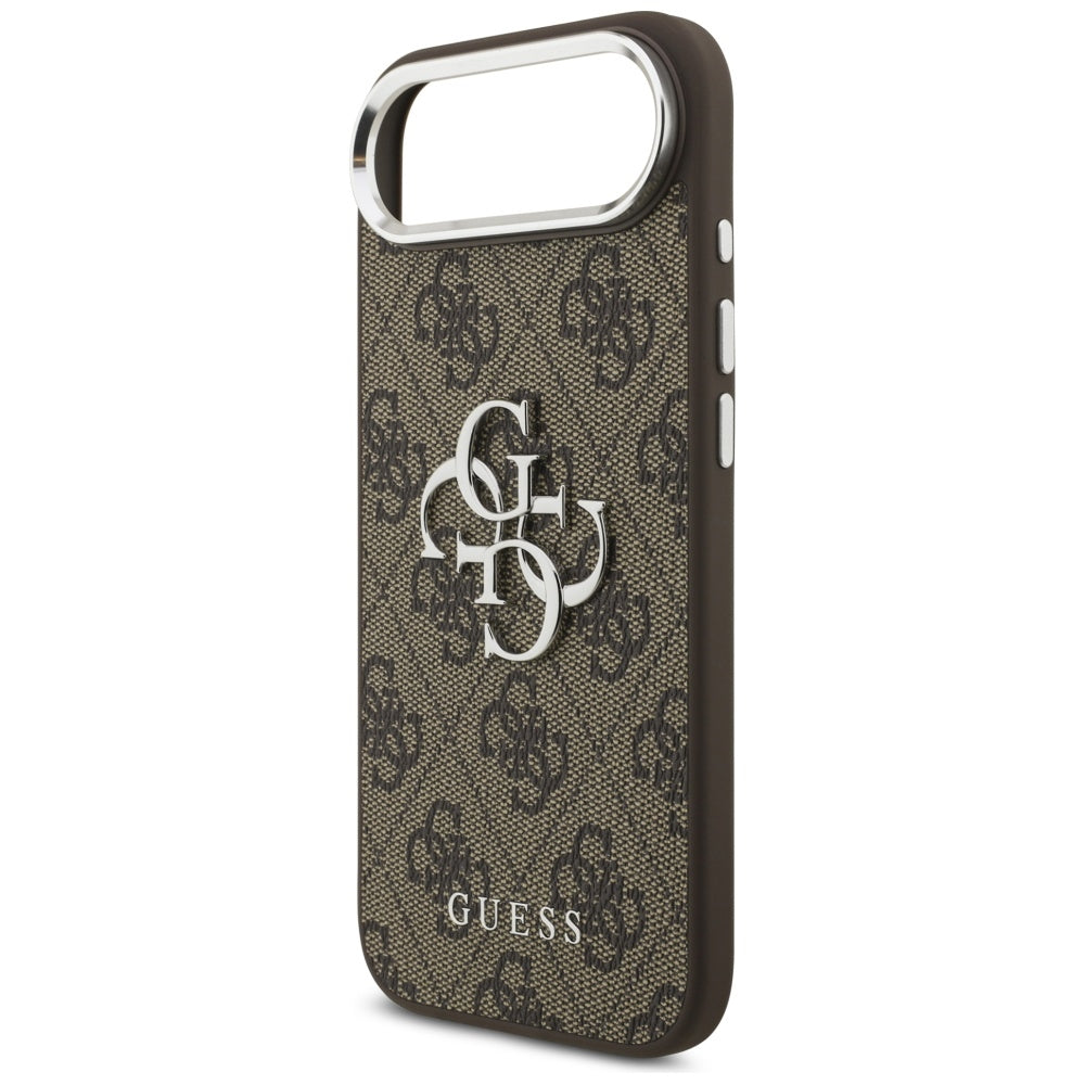 Guess iPhone Air - 4G Big 4G Classic Logo - Σκληρή Θήκη με Πλαίσιο Σιλικόνης και Επένδυση από Οικολογικό Δέρμα - Brown / Silver - GUHCP17MP4G4SMCW