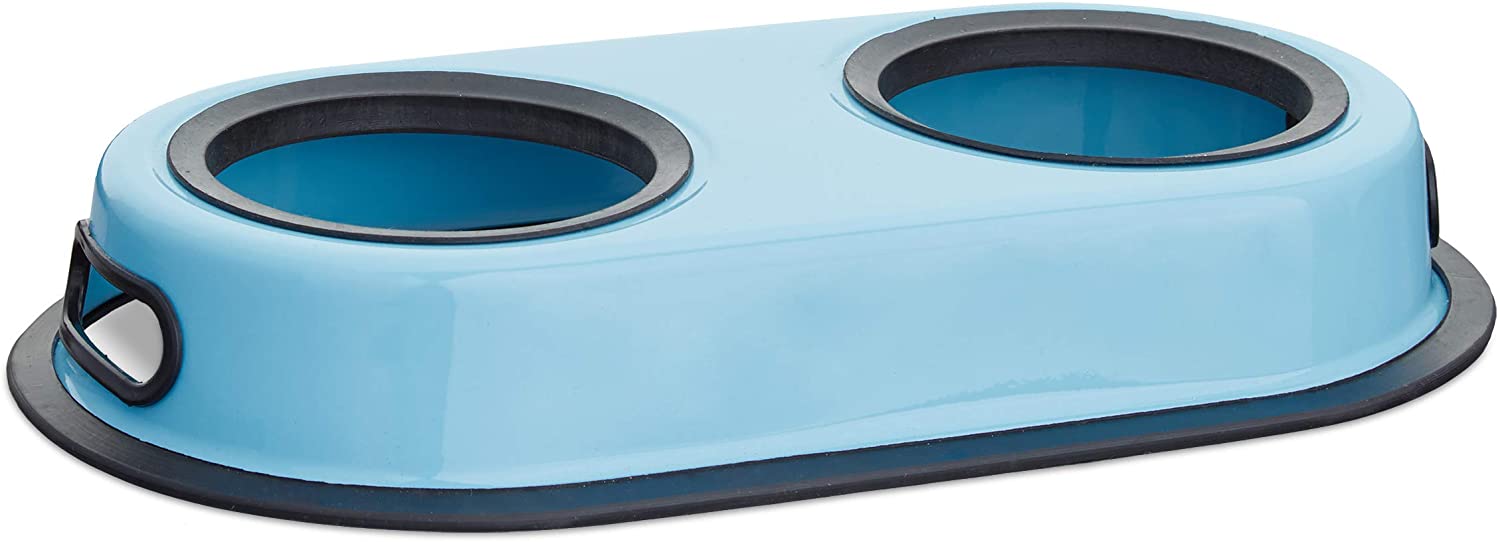 Relaxdays Βάση με 2 Μπολ 200ml από Ανοξείδωτο Ατσάλι - Blue - 4052025208462