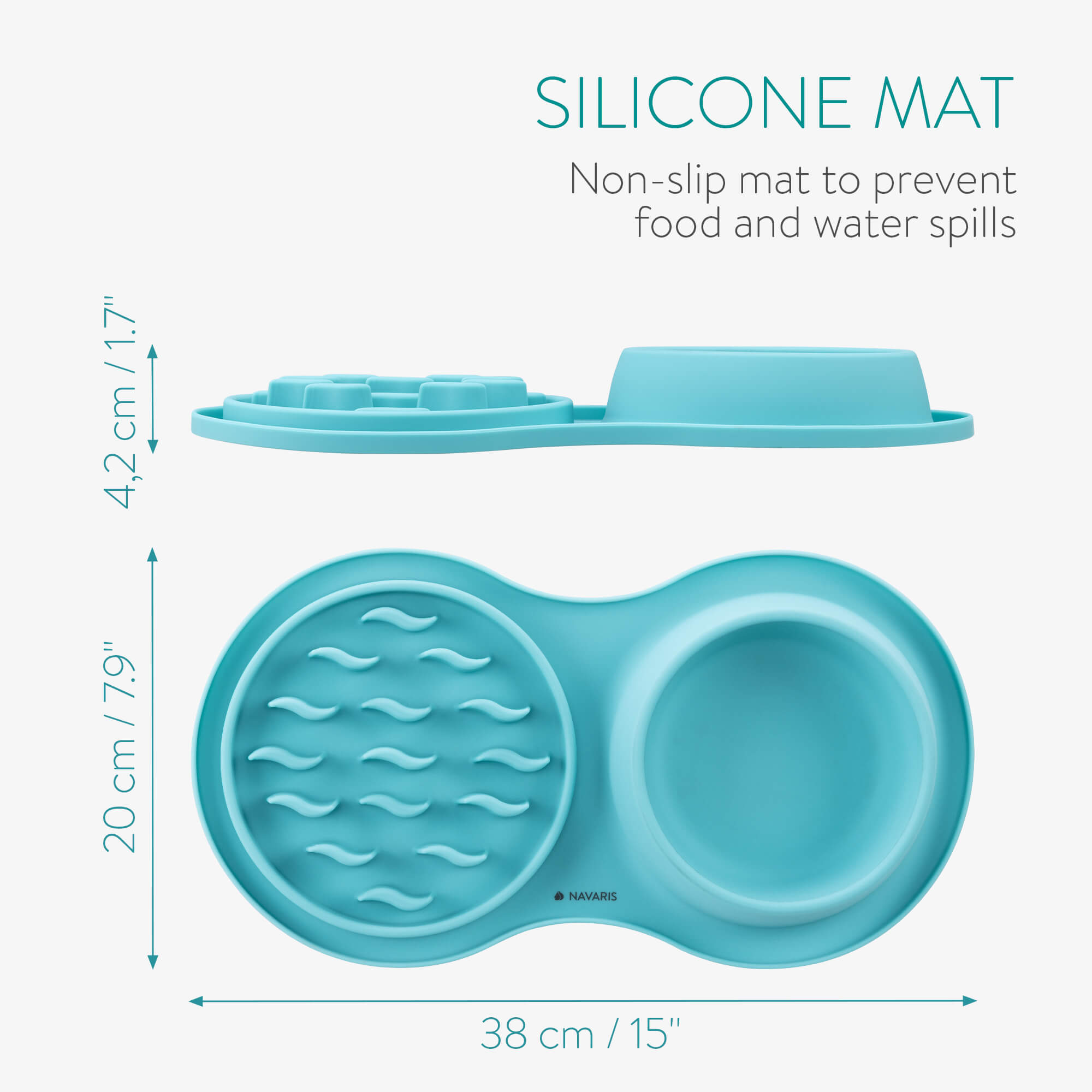 Navaris Slow-Feeder Μπολ Αργής Κατάποσης από Σιλικόνη - Turquoise - 55134.37
