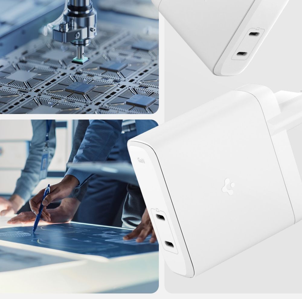 Spigen ArcStation Pro GaN - 1402 140W - Οικιακός Φορτιστής Γρήγορης Φόρτισης με 2 Θύρες Type - C - White