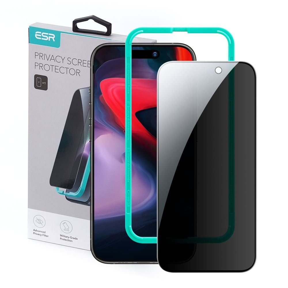 ESR iPhone 15 Pro Max 2.5D 9H Full Screen Tempered Glass Αντιχαρακτικό Γυαλί Οθόνης - Privacy - Black