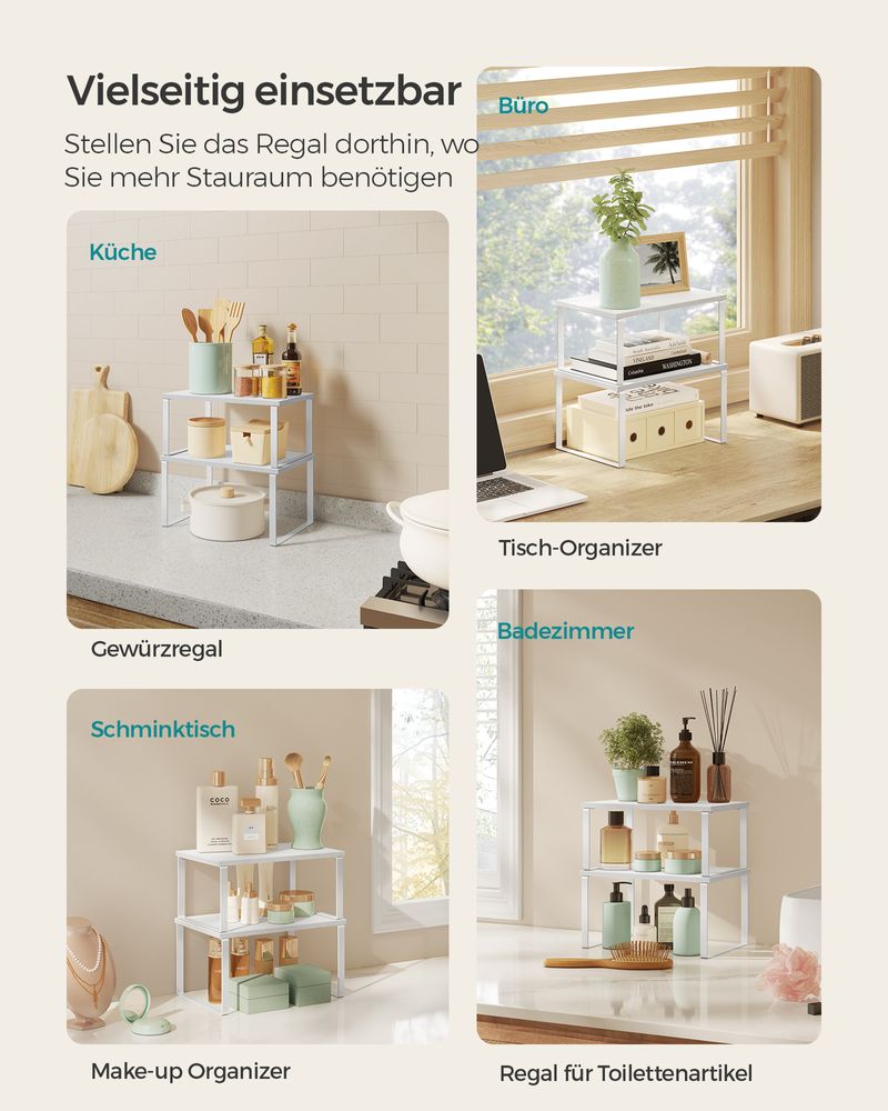 Songmics Σετ με 2 Ξύλινα Ράφια για τον Πάγκο - Cloud White / Snow White - KCS02W01