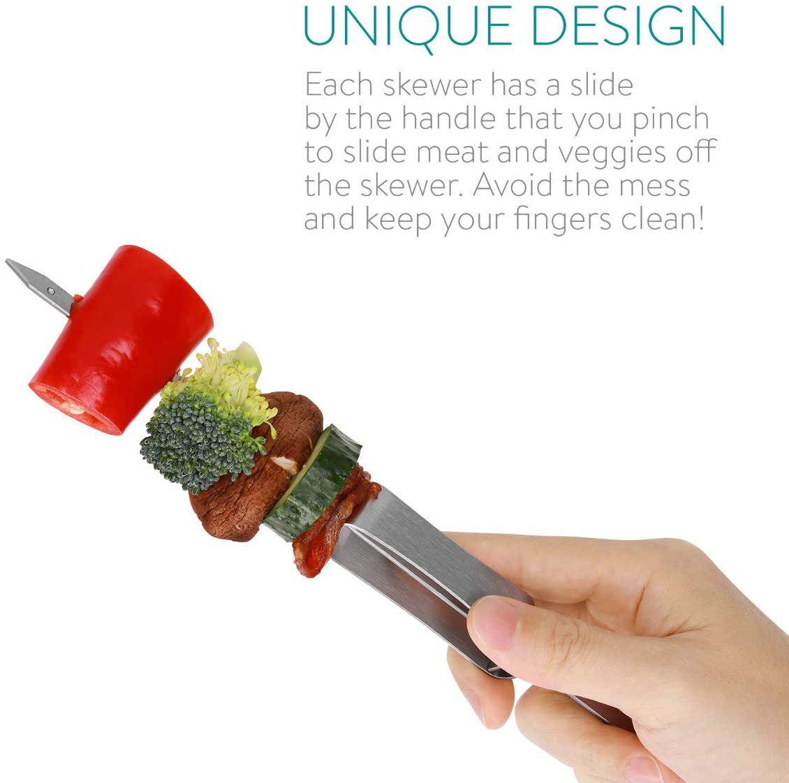 Navaris Σετ με 8 Σουβλάκια Μπάρμπεκιου από Ανοξείδωτο Ατσάλι - 41cm - Silver - 49077.01