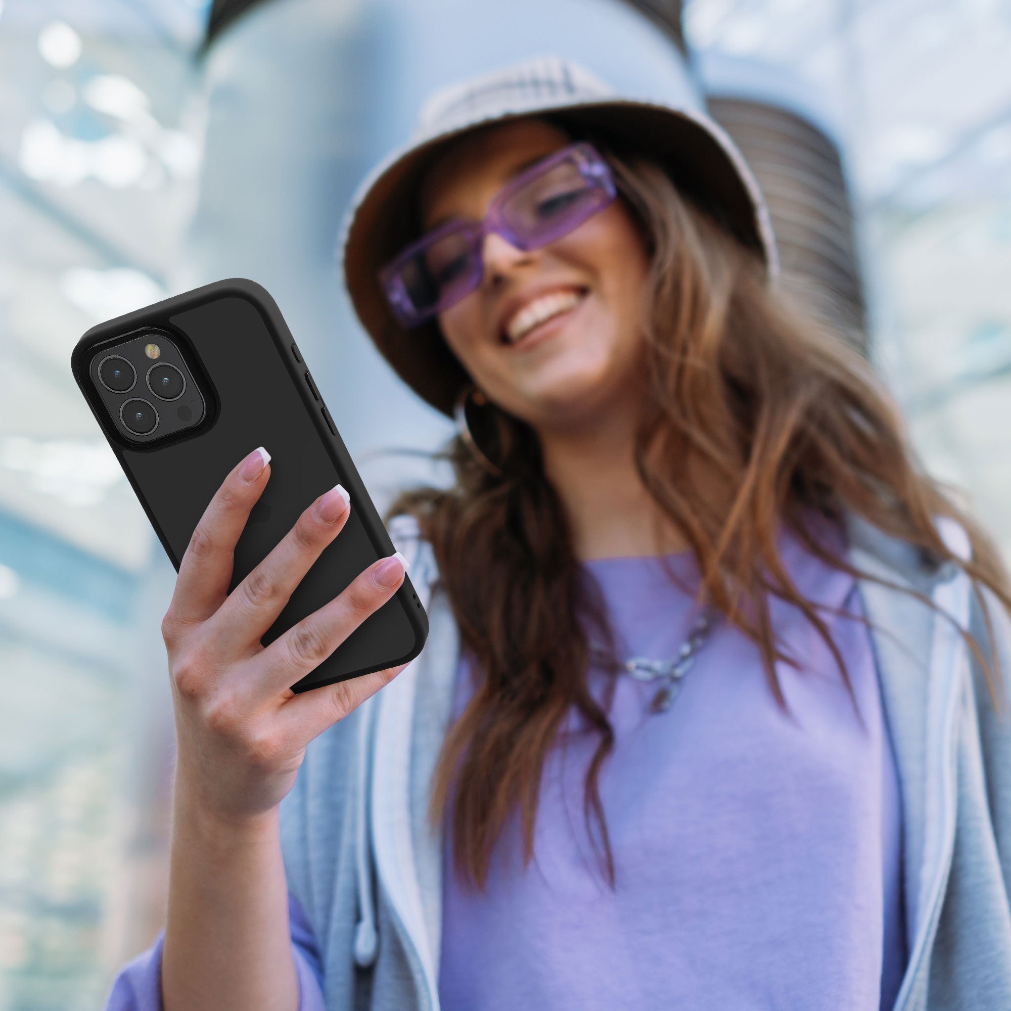 Kalibri iPhone 15 Pro Max Σκληρή Θήκη με Πλαίσιο Σιλικόνης - Black / Ημιδιάφανη