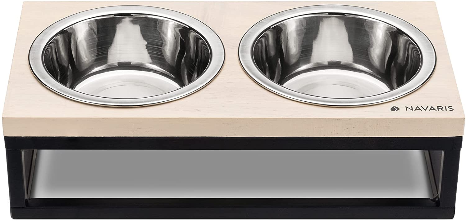 Navaris Raised Pet Bowls Stand - Ανυψωμένα Μπολ Φαγητού με Βάση για Κατοικίδια - Light Brown - 53501.1