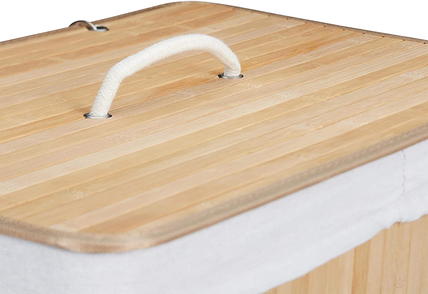 Relaxdays Καλάθι Απλύτων από Μπαμπού με 2 Διαμερίσματα και Καπάκι - Natural - 4052025942786