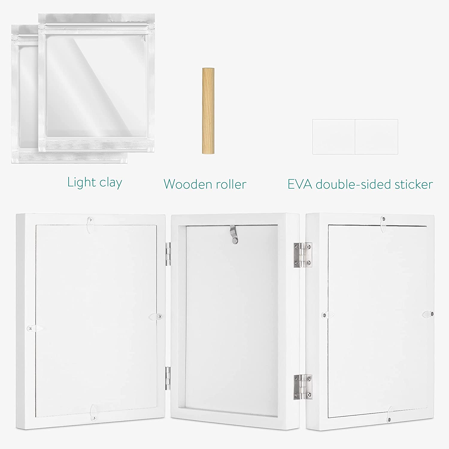 Navaris Σετ Κορνιζών από Πηλό για Αποτύπωμα Μωρού - White - 51822.02