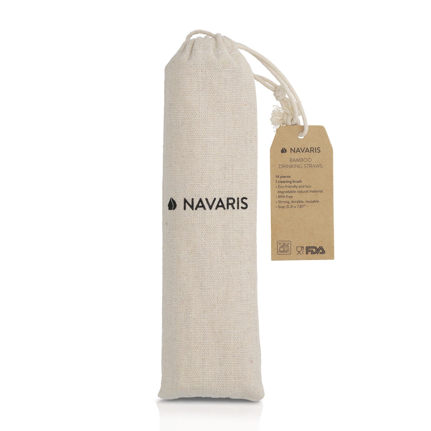 Navaris Σετ με 14 Καλαμάκια από Μπαμπού με Βούρτσα Καθαρισμού και Θήκη - 47601.14.020