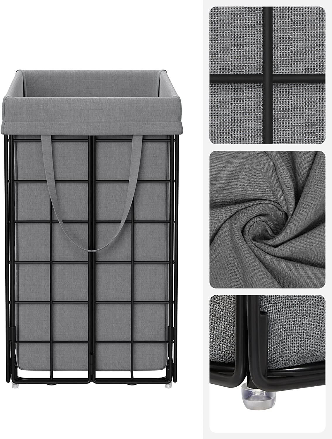 Songmics Καλάθι Απλύτων με Μεταλλικό Πλαίσιο - 90L - Black / Grey - LCB190G01