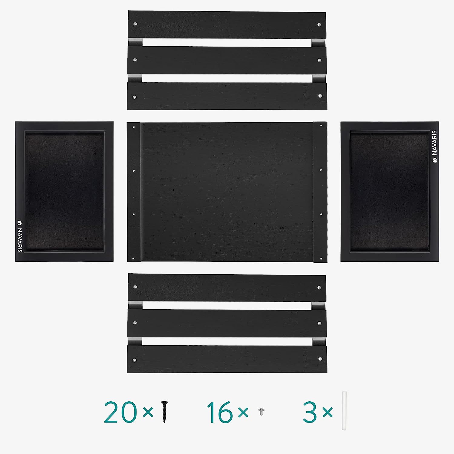 Navaris Ξύλινο Κουτί Αποθήκευσης με Πίνακα Κιμωλίας - 42,9 x 34,4 x 22,2 cm - Black - 53026.01.01