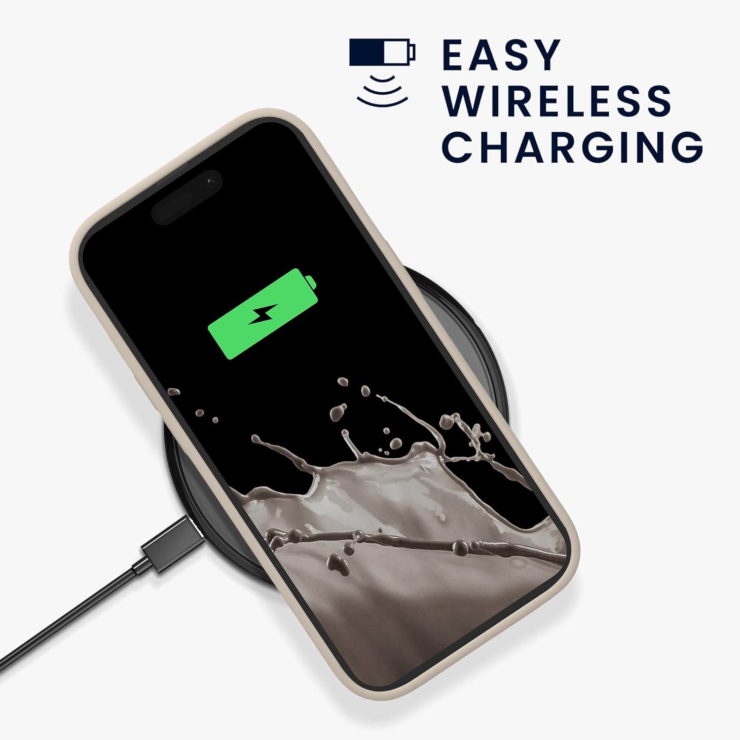 KW iPhone 15 Pro Max Θήκη Σιλικόνης Rubberized TPU - Cream