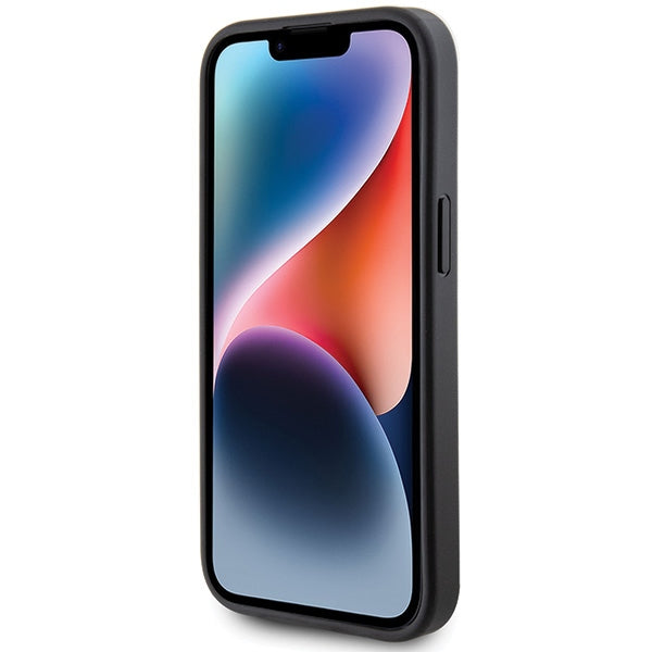 Guess iPhone 15 - 4G Metal Gold Logo Σκληρή Θήκη με Επένδυση Συνθετικού Δέρματος - Grey - GUHCP15SG4GFGR