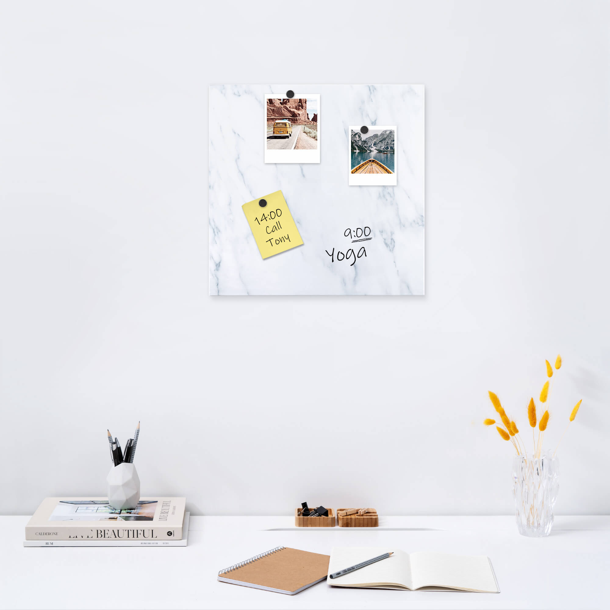 Navaris Μαγνητικός Πίνακας - Design White Marble - 40 x 40cm - 57021.02