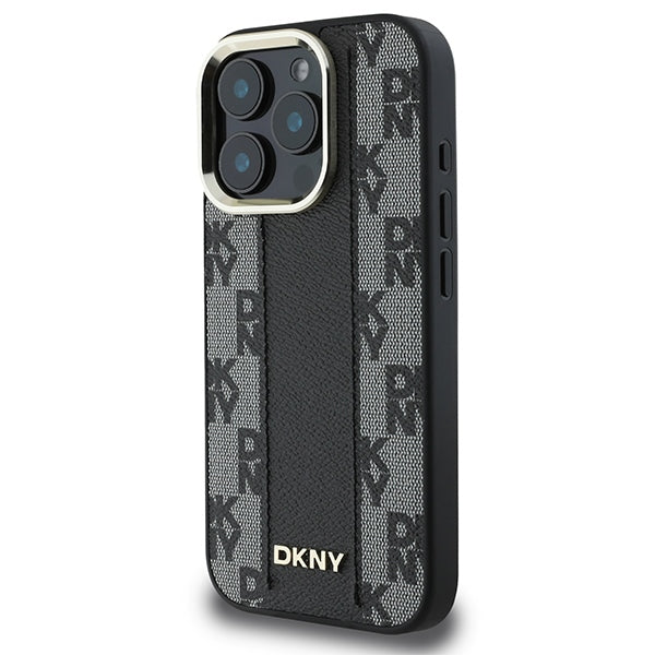 DKNY iPhone 16 Pro Max - Checkered Pattern - MagSafe Σκληρή Θήκη με Επένδυση Συνθετικού Δέρματος - Black