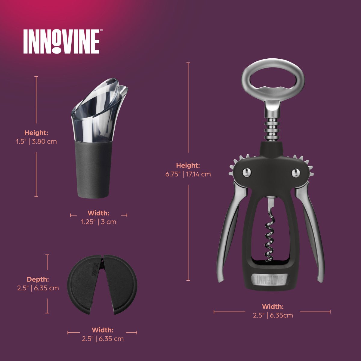 Innovine Σετ με 3 Αξεσουάρ Κρασιού - Graphite