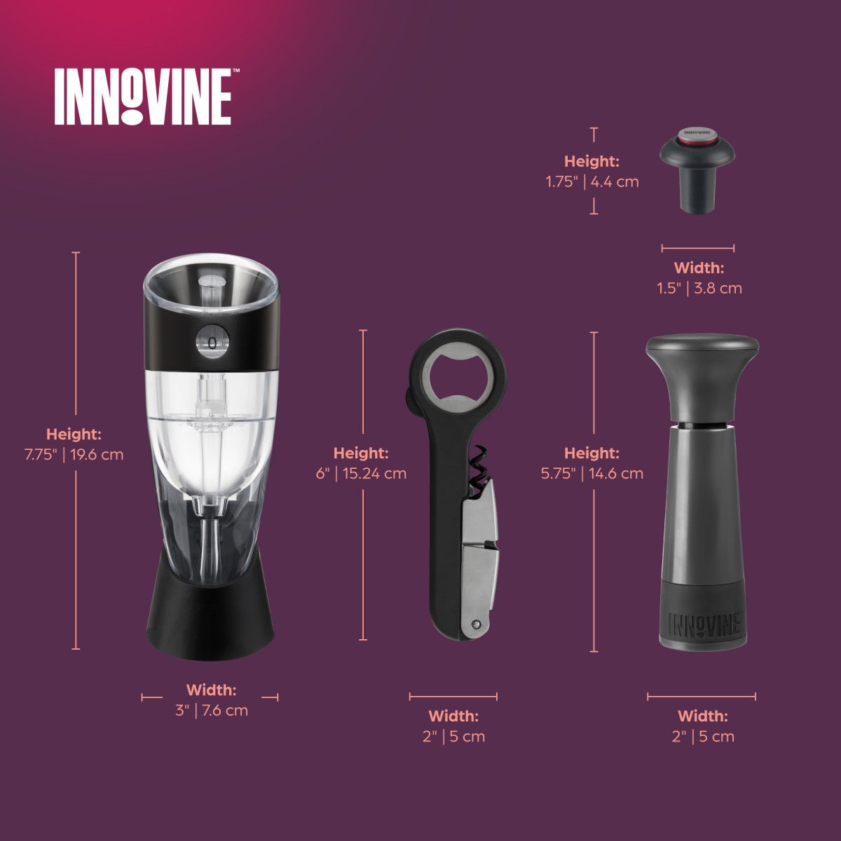 Innovine Σετ με 4 Αξεσουάρ Κόκκινου Κρασιού με Συσκευή Αερισμού - Graphite