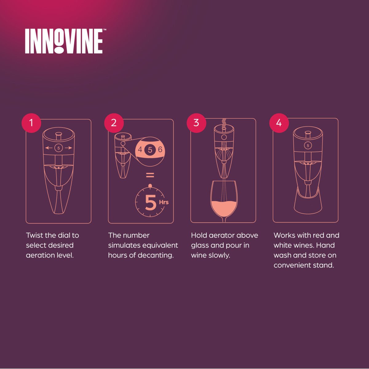 Innovine Σετ με 4 Αξεσουάρ Κόκκινου Κρασιού με Συσκευή Αερισμού - Graphite