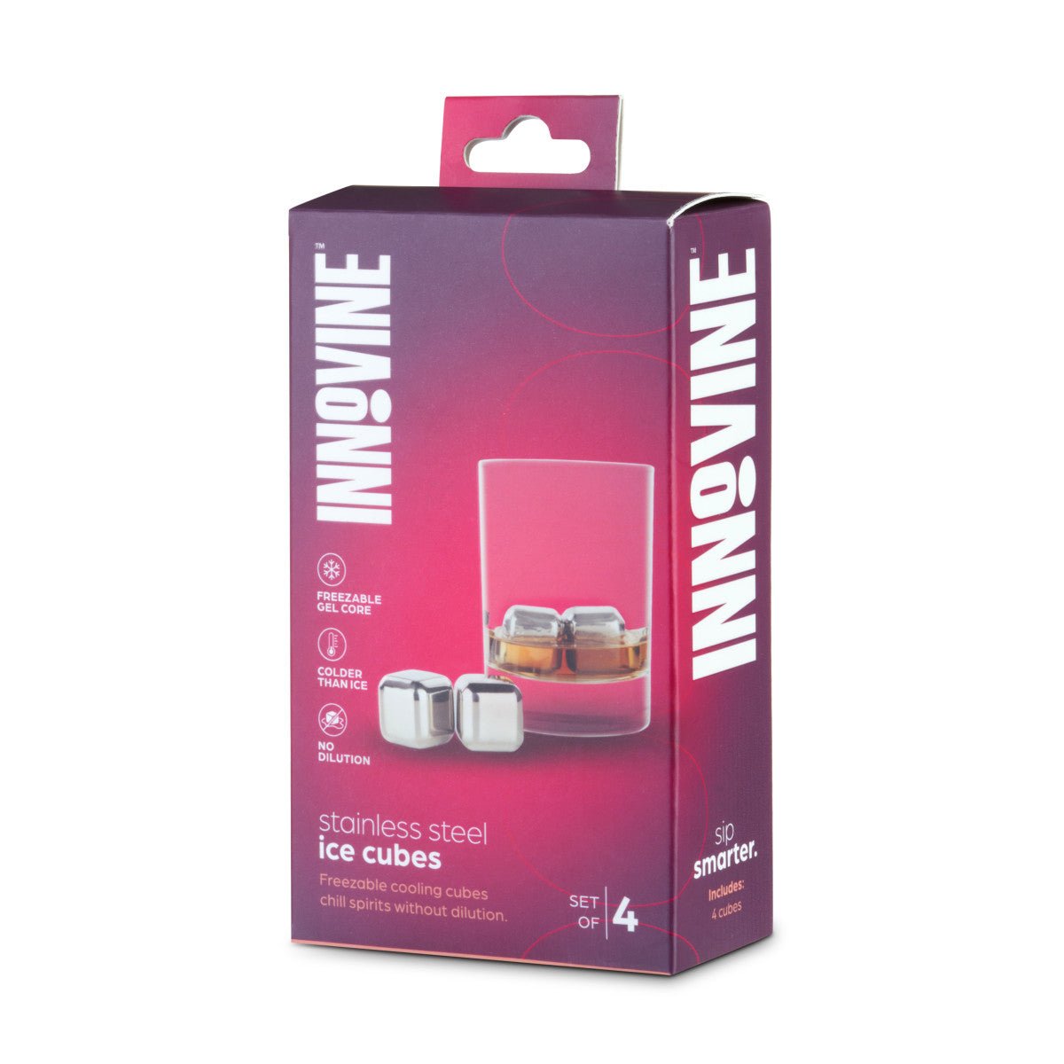 Innovine Σετ με 4 Ανοξείδωτα Παγάκια με Θήκη Αποθήκευσης - Silver