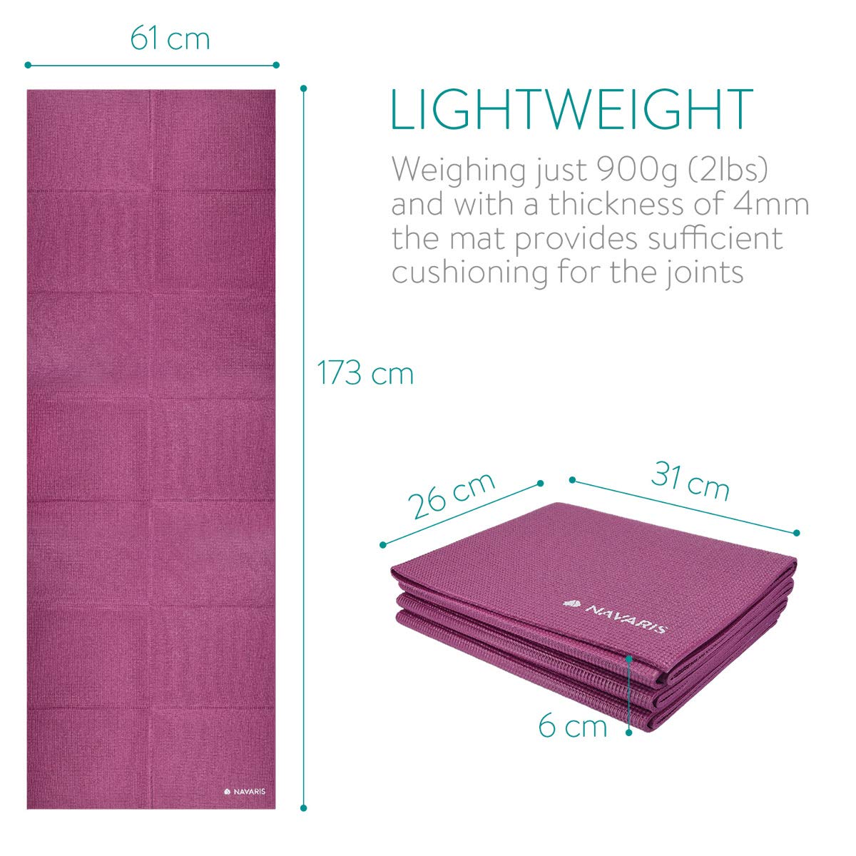 Navaris Workout Mat Στρώμα Γυμναστικής για Γυμναστική / Yoga / Pilates - 4mm Πάχος - Purple - 45983.13