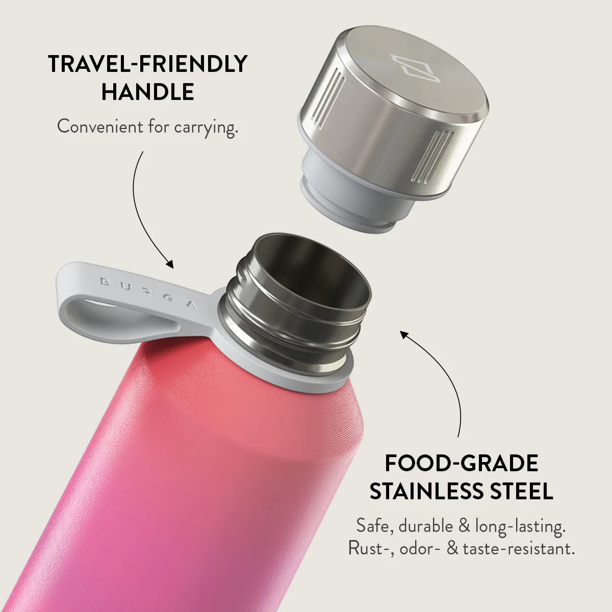 Burga Μπουκάλι Θερμός από Ανοξείδωτο Ατσάλι - 500ml - Sunset Club