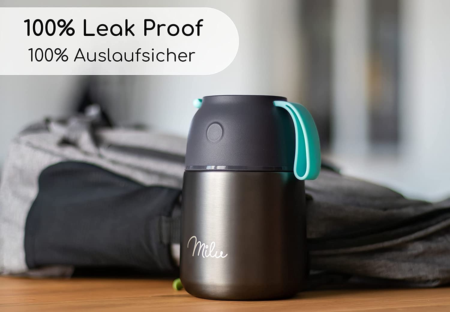 Milu Θερμός Φαγητού από Ανοξείδωτο Ατσάλι με Καπάκι-Μπολ και Κουτάλι - 450ml - Grey - 6277