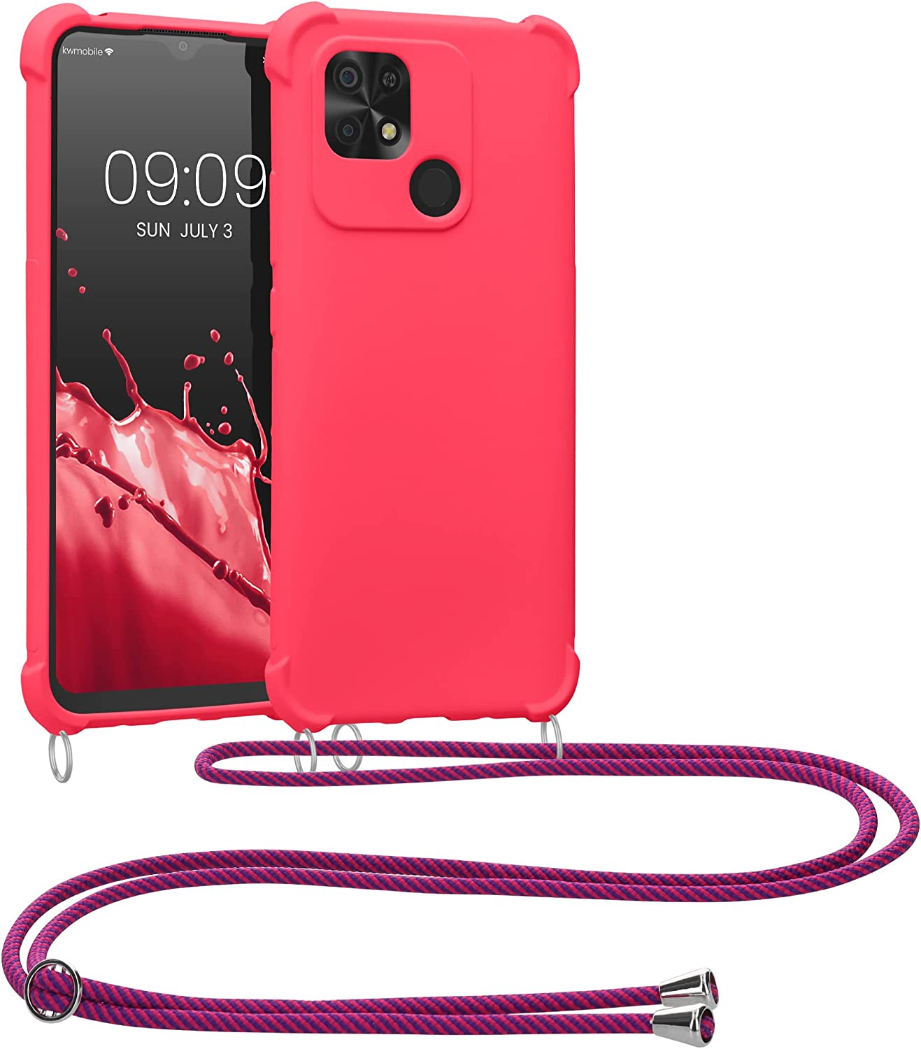 KW Xiaomi Redmi 10C Θήκη Σιλικόνης TPU με Λουράκι - Awesome Pink - 59233.238