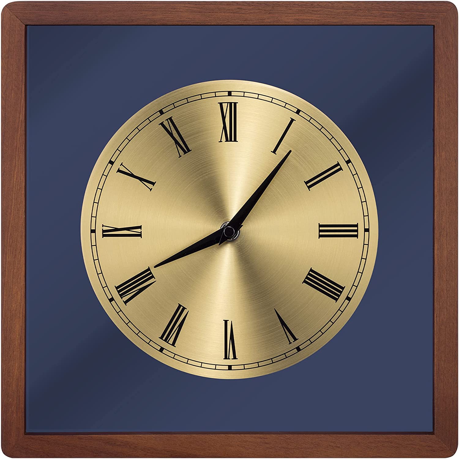 Navaris Analogue Wood Wall Clock Design Square - Ξύλινο Ρολόι Tοίχου - Dark Brown / Gold - 54471.18.21