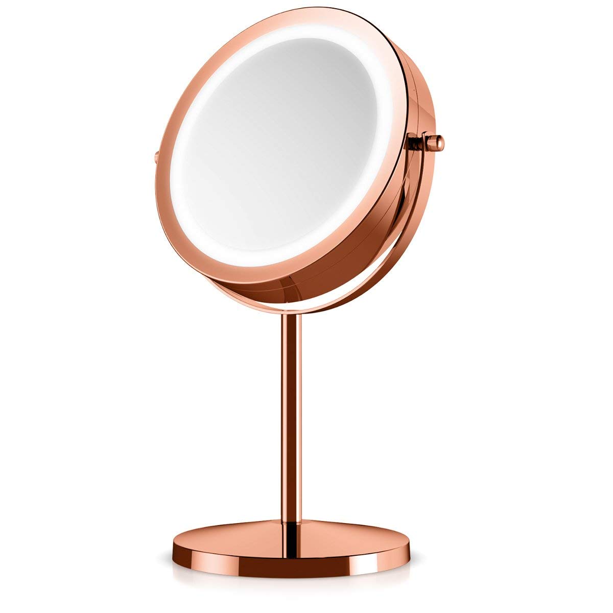 Navaris LED Illuminated Two-Sided Vanity Makeup Mirror - Περιστρεφόμενος Φωτιζόμενος Καθρέπτης LED - Copper - 43359