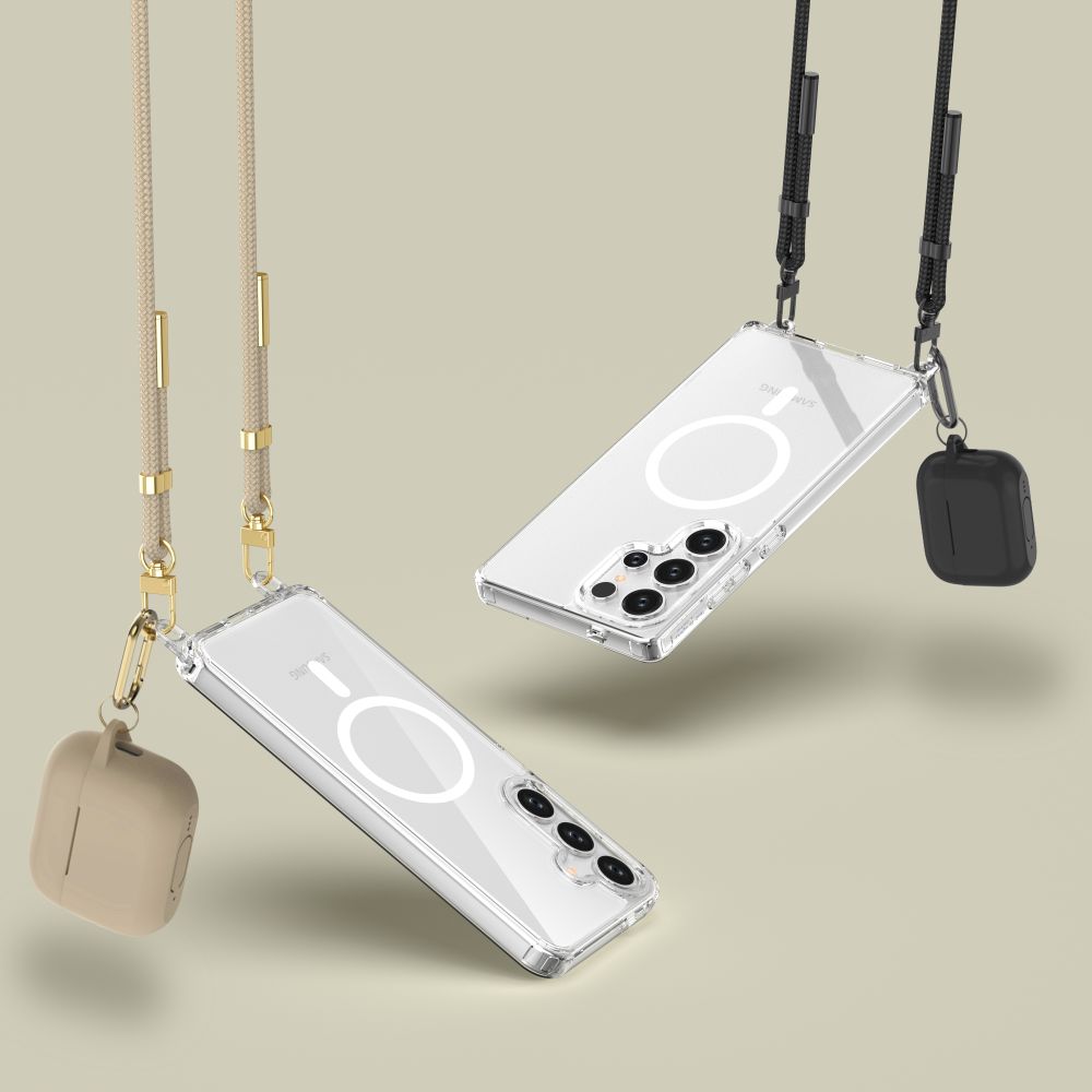 Tech-Protect Samsung Galaxy S25 Ultra Flexair Chain MagSafe Σκληρή Θήκη με Πλαίσιο Σιλικόνης και 2 Λουράκια - Διάφανη - Black / Taupe