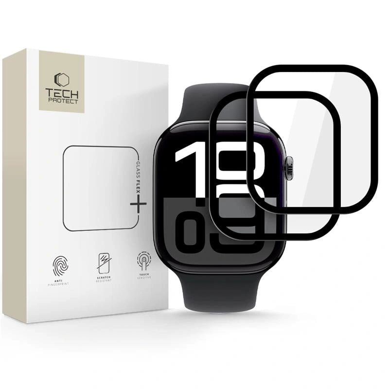 Tech - Protect Προστασία Οθόνης Apple Watch 10/11 - 46mm - Glass Flex+ Hybrid - 7H Αντιχαρακτικό Γυαλί Οθόνης - 2 Τεμάχια - Black