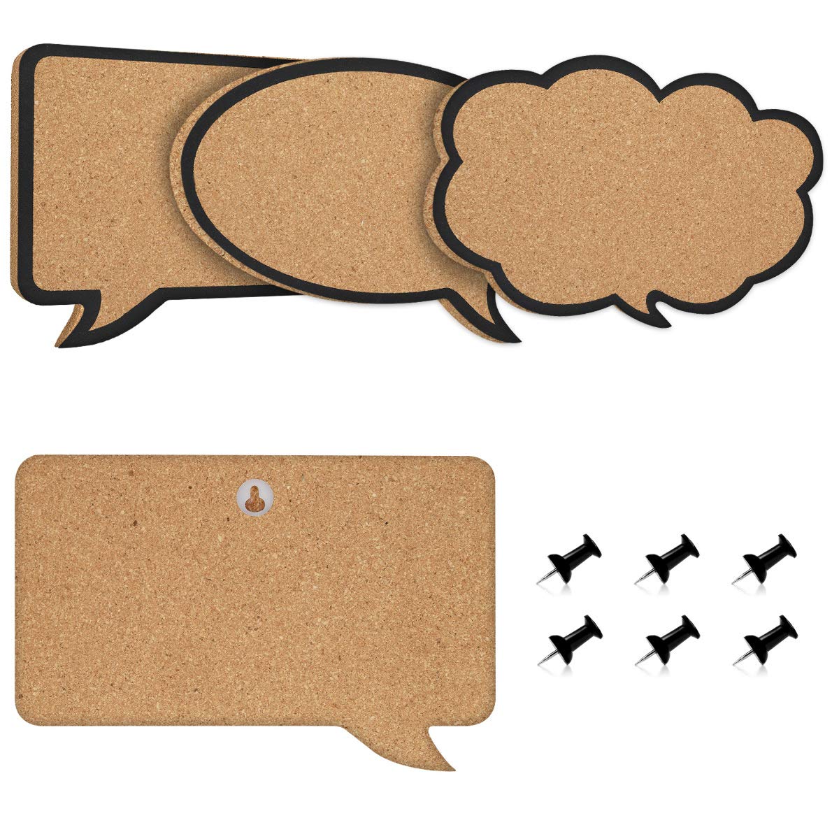 Navaris Cork Notice Board Set Τρεις Πίνακες Ανακοινώσεων με Πινέζες - Brown / Black - 45367.03