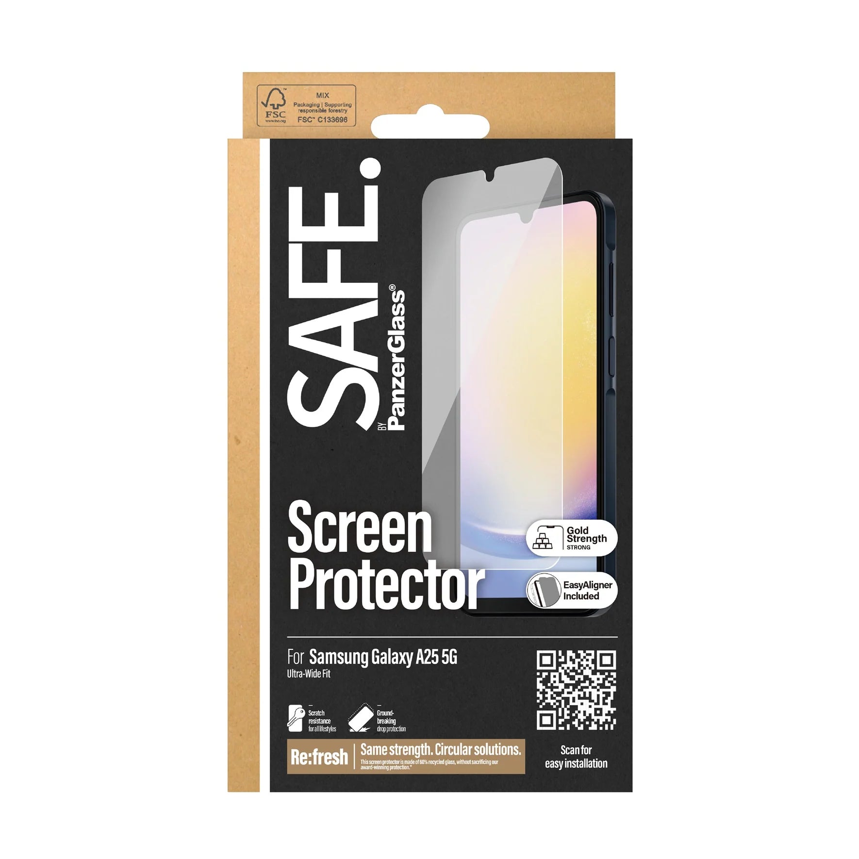 Safe by PanzerGlass Samsung Galaxy A25 5G - Ultra-Wide Fit W. EasyAligner Case Friendly Full Screen Αντιχαρακτικό Γυαλί Οθόνης - Διάφανο - SAFE95680