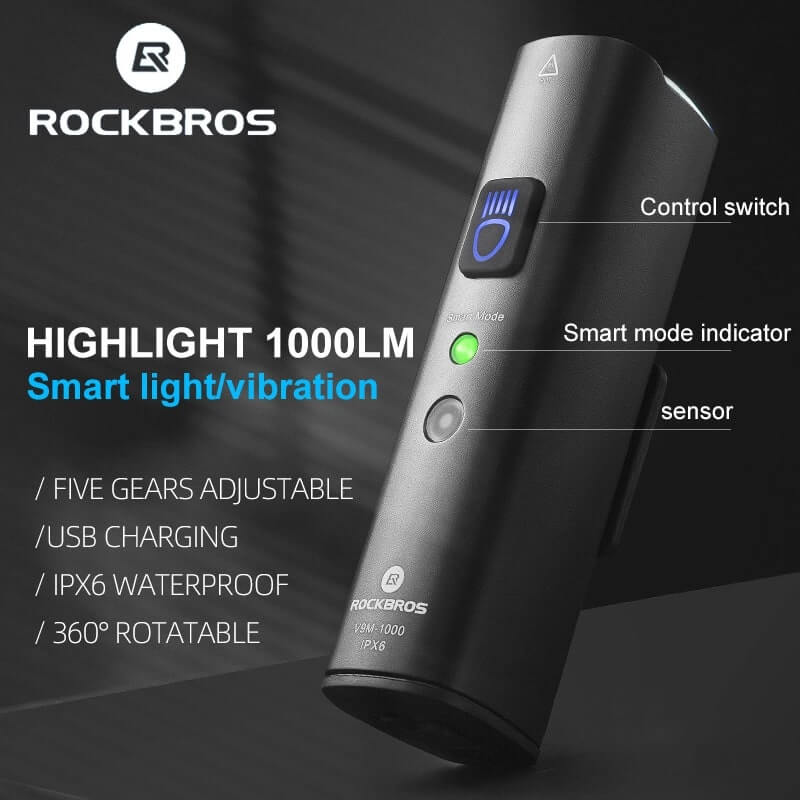 Rockbros V9M-1000 Μπροστινό Φως Ποδηλάτου 1000lm - Black