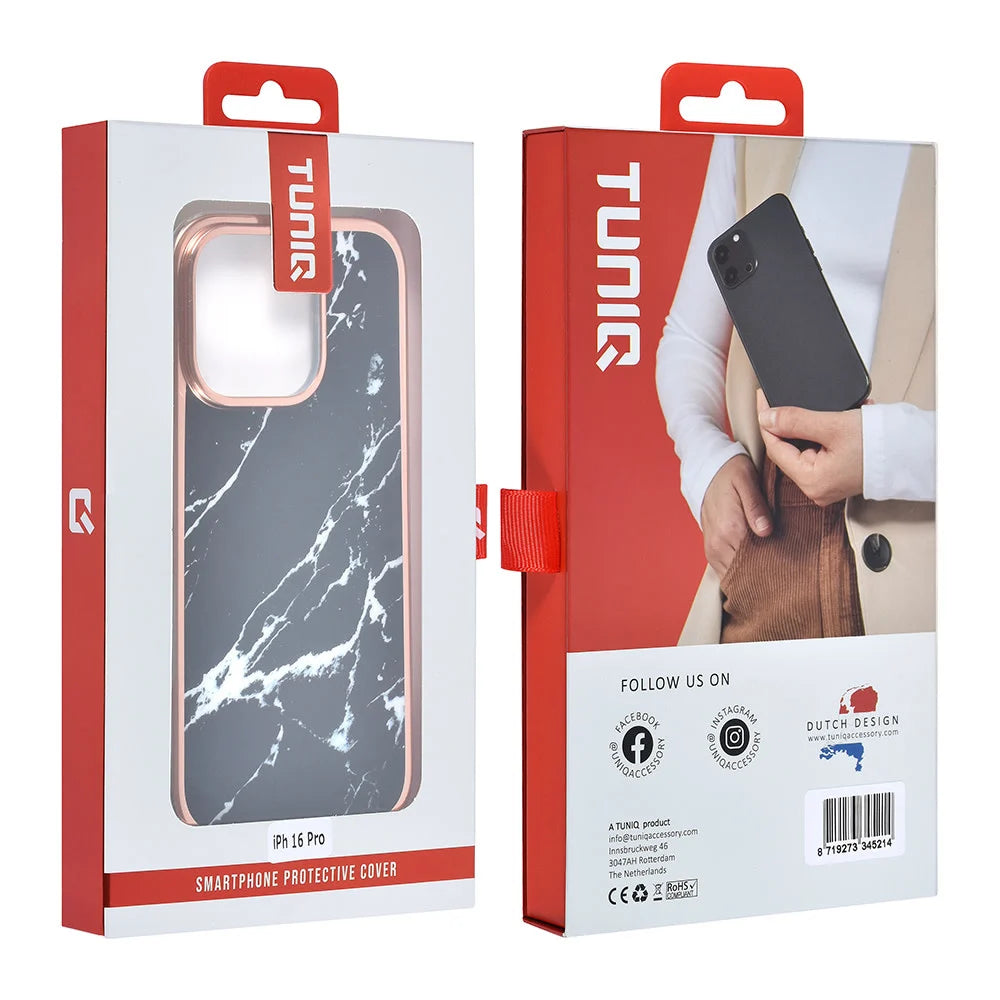 Tuniq iPhone 16 Pro Silicone Θήκη Σιλικόνης - Marble / Black