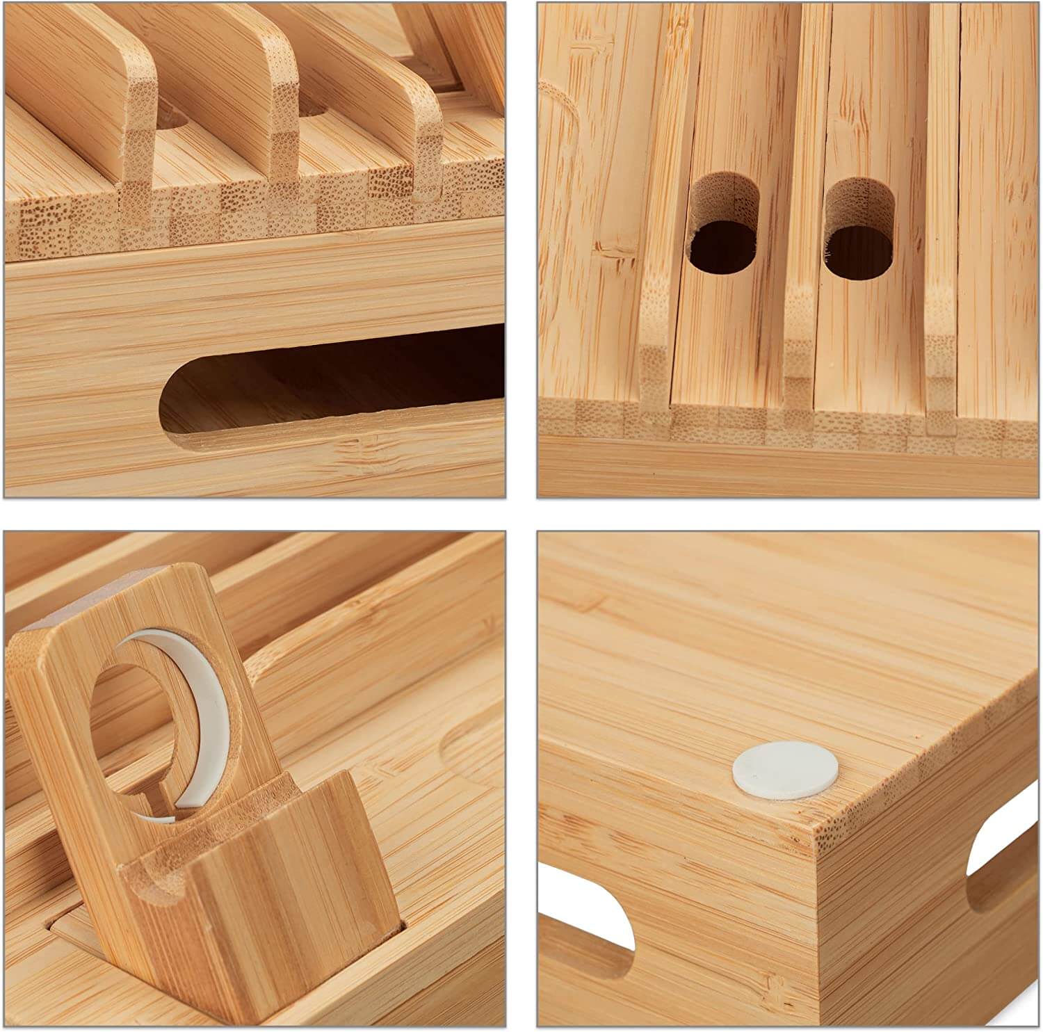 Relaxdays Σταθμός Οργάνωσης και Φόρτισης από Μπαμπού για Smartphone, Apple Watch και Ear Pods - Natural - 4052025447342