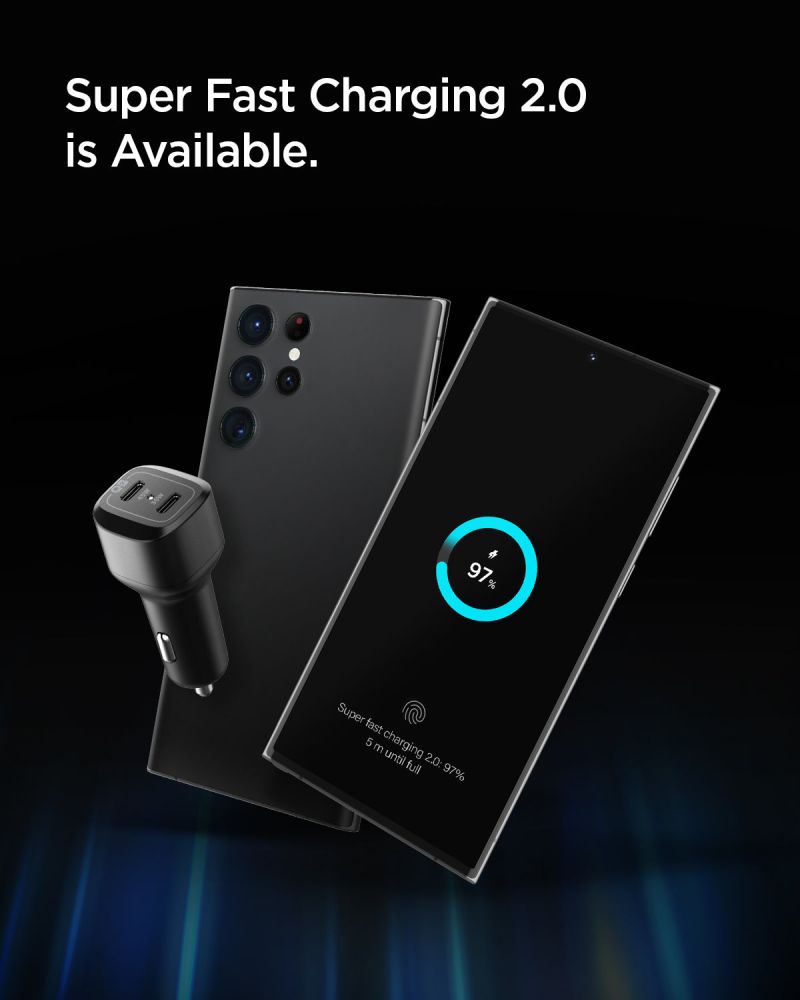 Spigen PC2200 Arcstation Φορτιστής Αυτοκινήτου Γρήγορης Φόρτισης με 2 Θύρες Type-C 45W και 30W QC - Black