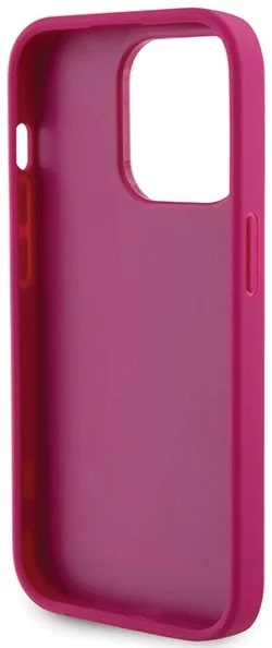 Guess iPhone 15 Pro 4G Strass Metal Logo Θήκη με Επένδυση Συνθετικού Δέρματος - Pink - GUHCP15LPS4DGPP