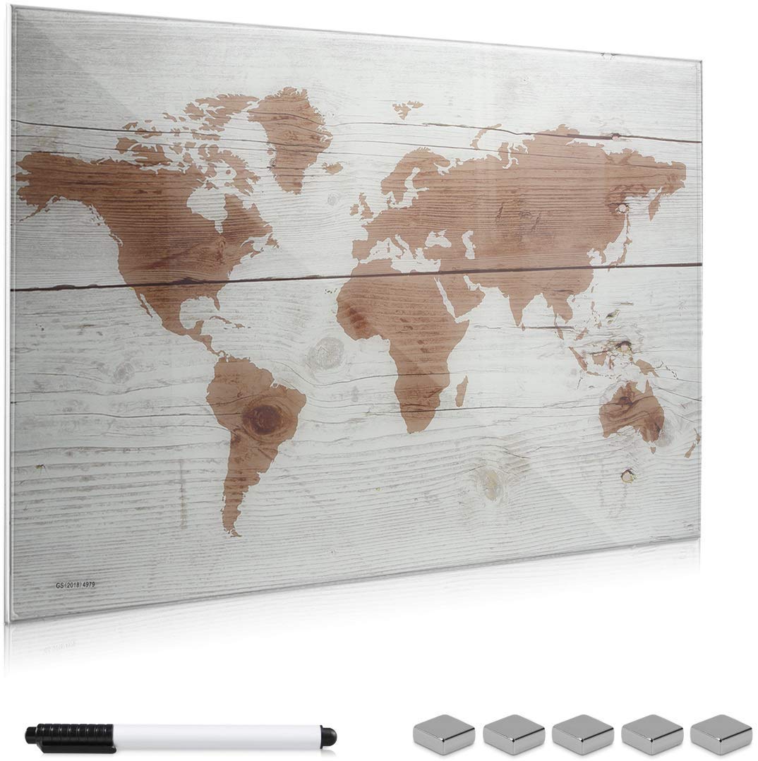 Navaris Μαγνητικός Γυάλινος Πίνακας - 60 x 40cm - Design World Map - 45724.01