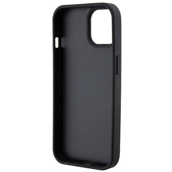 Guess iPhone 15 Leather 4G Stamped Θήκη με Επένδυση Συνθετικού Δέρματος - Black - GUHCP15SP4EPMK