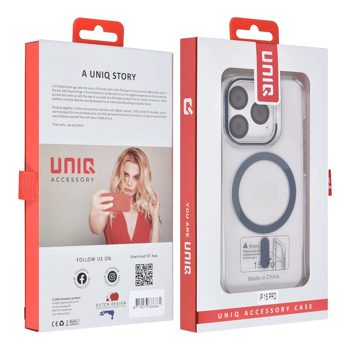 Tuniq iPhone 15 Pro - MagSafe Σκληρή Θήκη με Πλαίσιο Σιλικόνης - Διάφανη / Σκούρο Μπλε