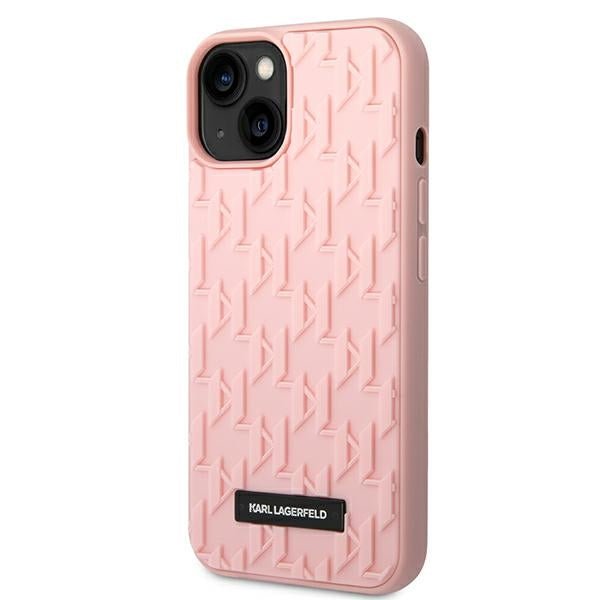 Karl Lagerfeld iPhone 14 Plus - 3D Monogram Σκληρή Θήκη με Πλαίσιο Σιλικόνης - Pink - KLHCP14MRUPKLPP