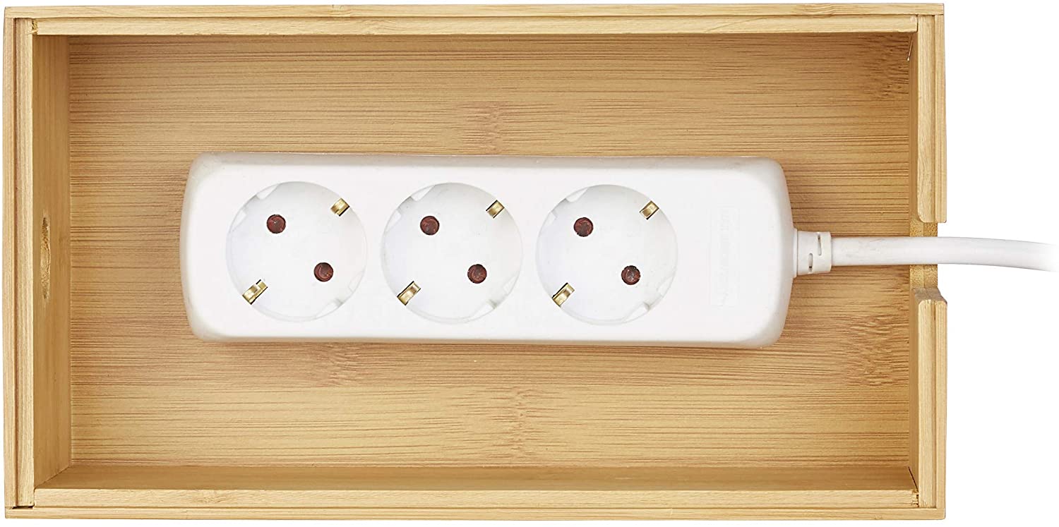 Relaxdays Κουτί Καλωδίων και Αποθήκευσης Αξεσουάρ από Bamboo - Natural - 4052025221836