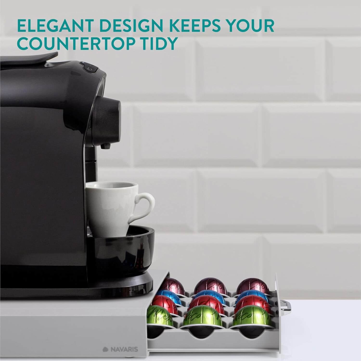 Navaris Συρτάρι για Κάψουλες Nespresso Vertuo / Βάση για Καφετιέρα - Grey