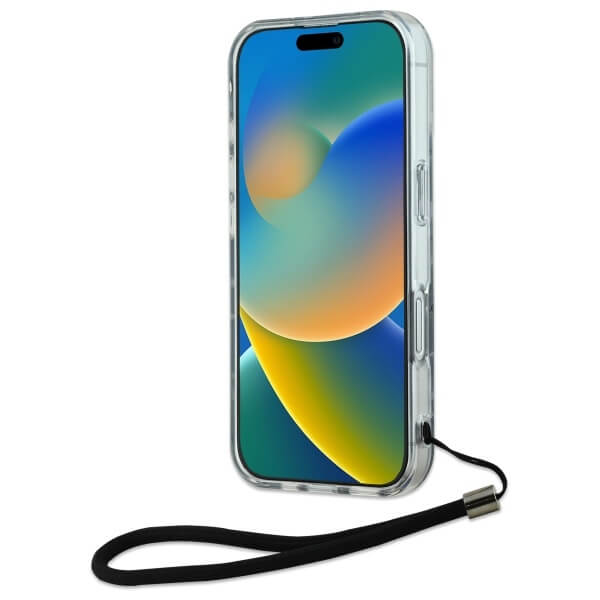 Karl Lagerfeld iPhone 16 - Zebra with Cord - Σκληρή Θήκη με Πλαίσιο Σιλικόνης και Λουράκι - Purple - KLHCP16SHZBPKCCU