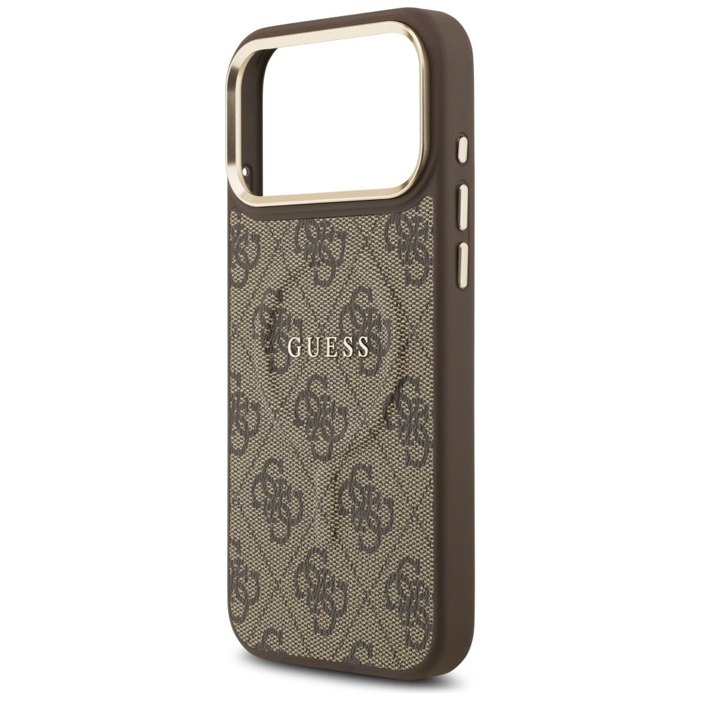 Guess iPhone 17 Pro Max - 4G PU Classic Logo MagSafe - Σκληρή Θήκη με Πλαίσιο Σιλικόνης και Επένδυση Οικολογικού Δέρματος - Brown - GUHMP17XP4MSEGCW